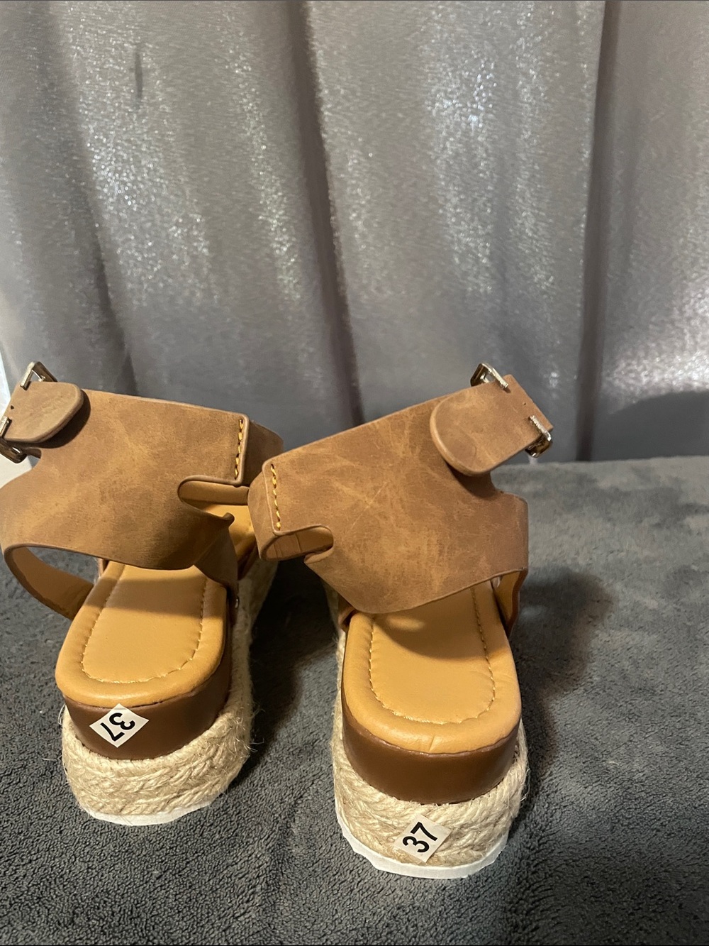 Women’s Brown Espadrille Platform Sandals with Ankle Strap NWOT - Picture 3 of 5